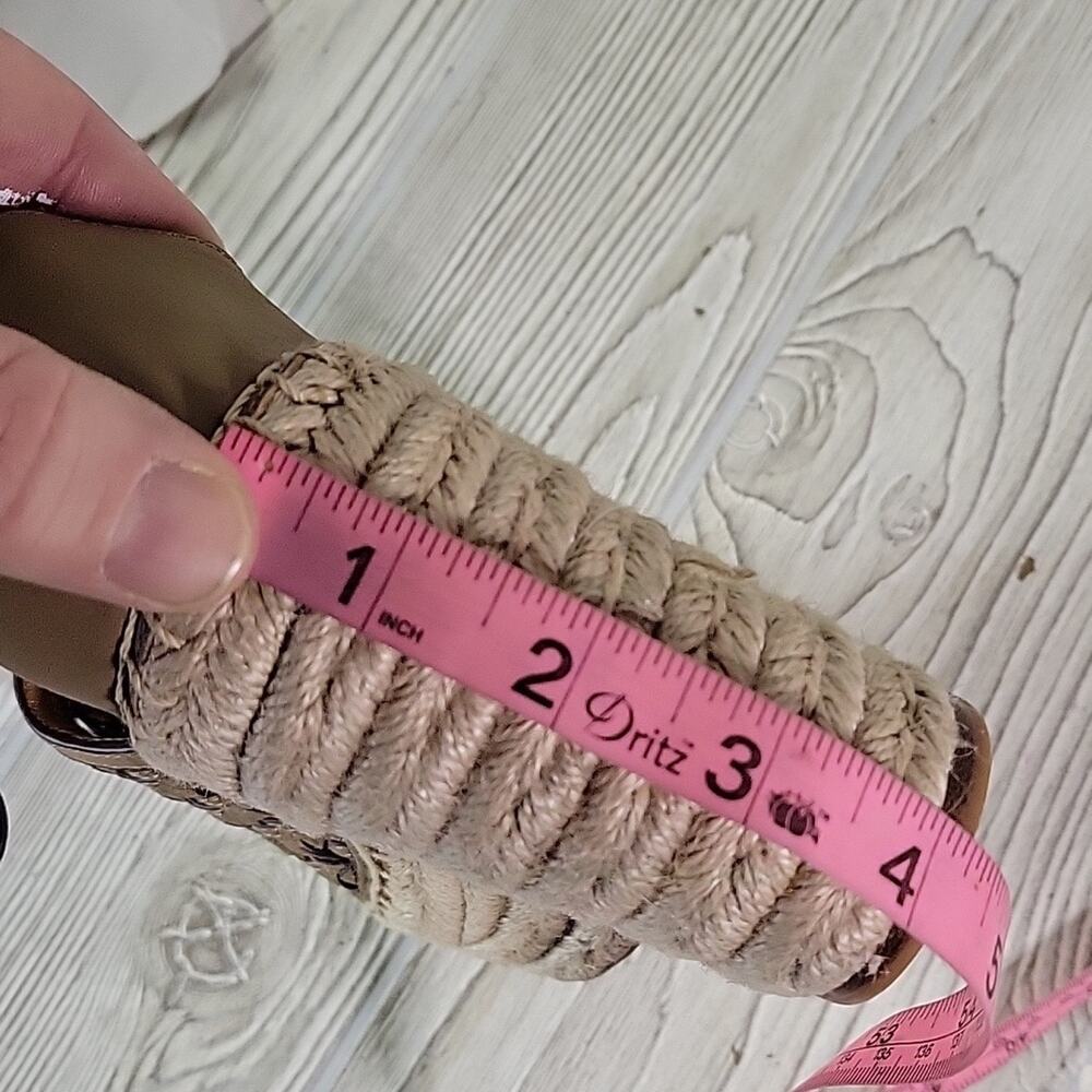 Tory Burch Basketweave Espadrille Wedge Leather Sandals Womens 10.5 NEW - Picture 15 of 15